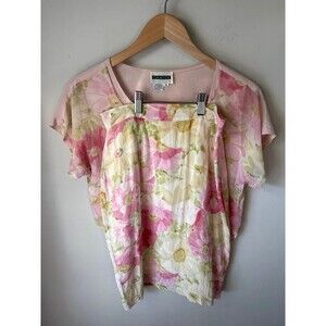 Vintage Gantos 100% Silk Floral High-Low Blouse & Skirt Set Small